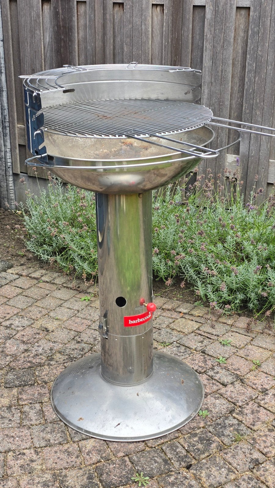 Barbecook 50 Houtskool BBQ - RVS met windscherm en rooster, Ophalen, Gebruikt, Barbecook, Met accessoires