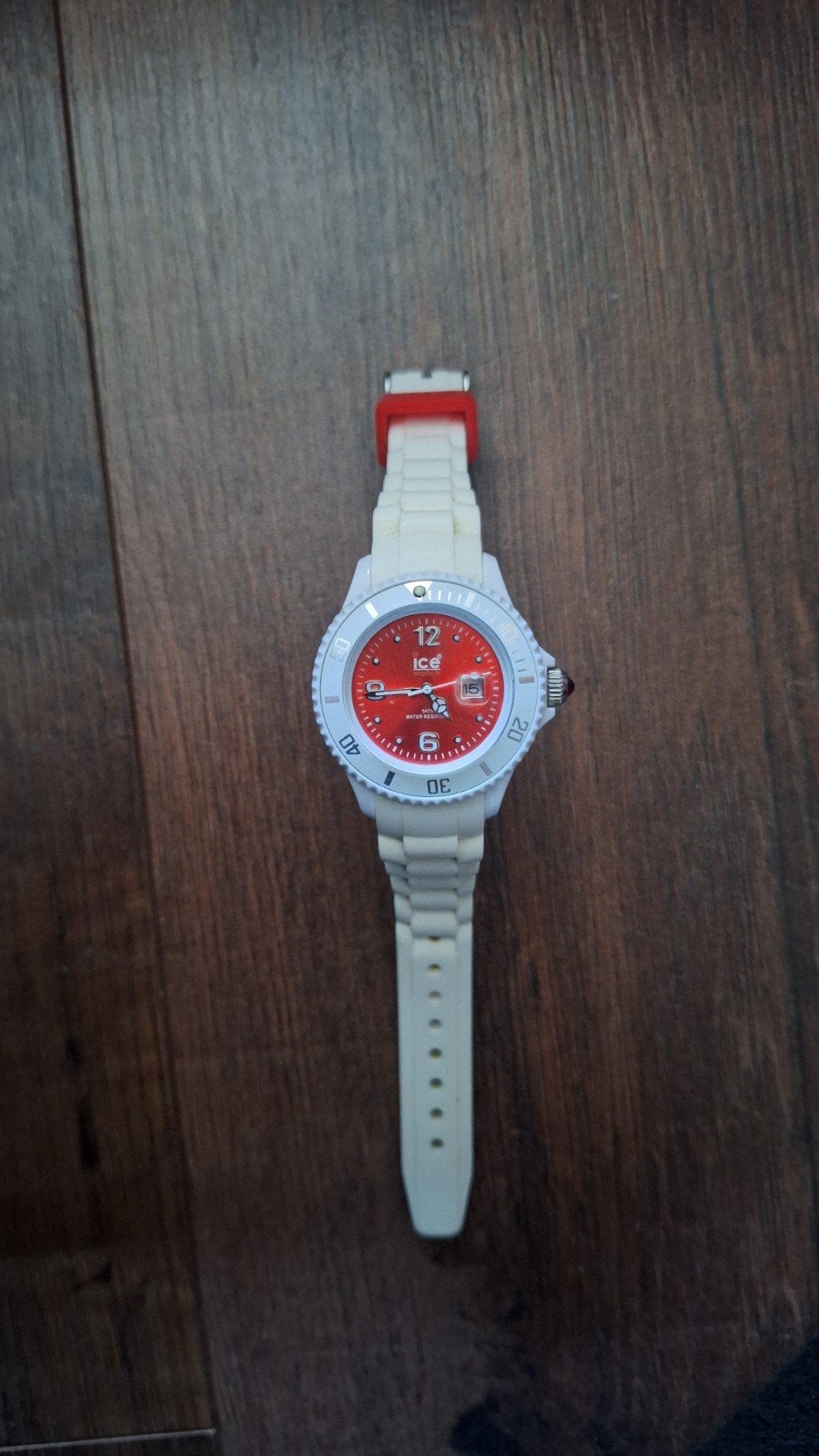 Ice Watch wit met rood, Sieraden, Tassen en Uiterlijk, Overige merken, Kunststof, Polshorloge, Kunststof