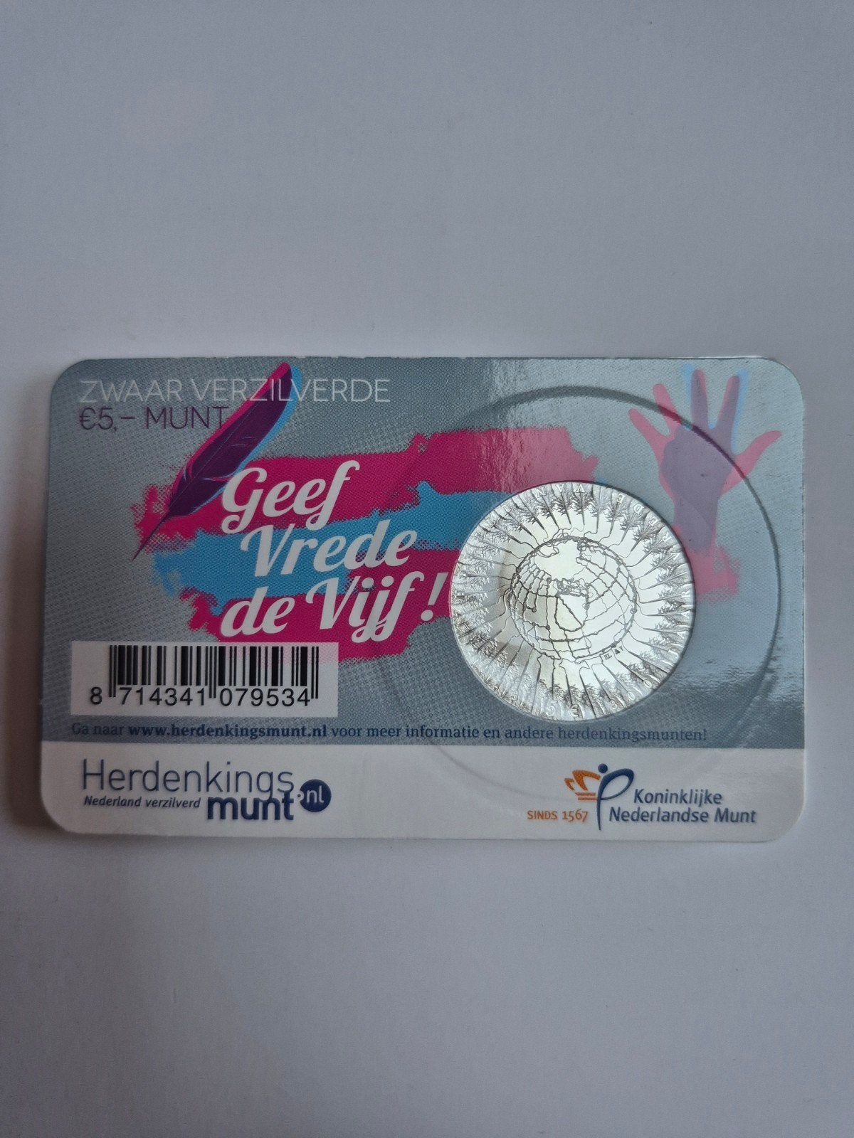 Zwaar verzilverde €5-munt "Vrede van Utrecht" 2013, Postzegels en Munten, Munten | Nederland, Koningin Beatrix, Zilver, Euro's
