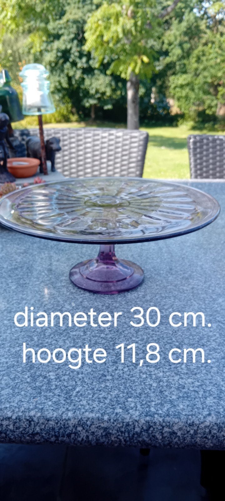 Vintage glazen taartschotel, Ophalen of Verzenden