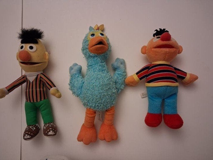 Sesamstraat knuffels: Bert, Ernie en Pino, Kinderen en Baby's, Gebruikt, Overige merken, Overige karakters, Overige typen