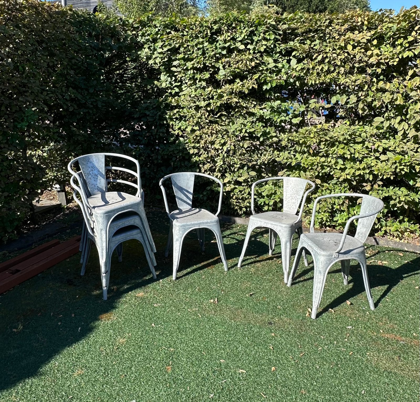 Bistro stoelen gegalvaniseerd, Ophalen, Gebruikt, Metaal, Stapelbaar