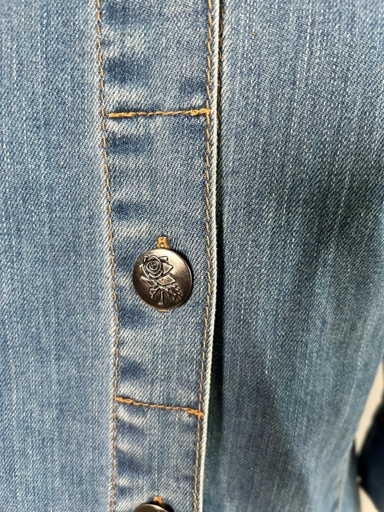 King Louie maat L retro spijker jeans doorknoop jurk 3428, Blauw, Maat 42/44 (L), Ophalen of Verzenden, Zo goed als nieuw