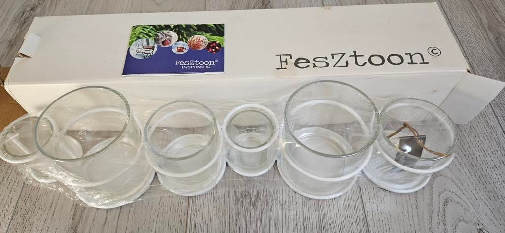 Fesztoon decoratieglaasjes in houder, Ophalen of Verzenden, Nieuw, Rechthoek
