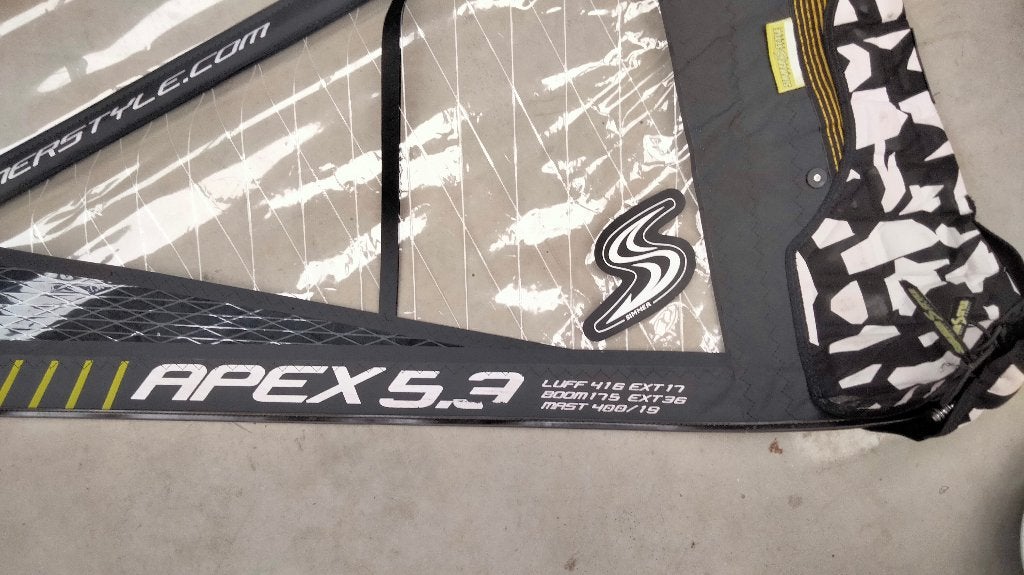 Surfzeil Simmerstyle 5.3 (RRD)5.9 + SX6 RDM Mast 60 % carbon, Ophalen, Gebruikt, Zeil, Met mast