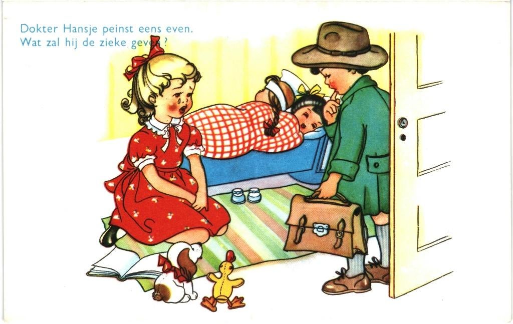 806240 vintage Kinderkaart Dokter Nette kaart onbeschreven, Ophalen of Verzenden, 1960 tot 1980, Ongelopen
