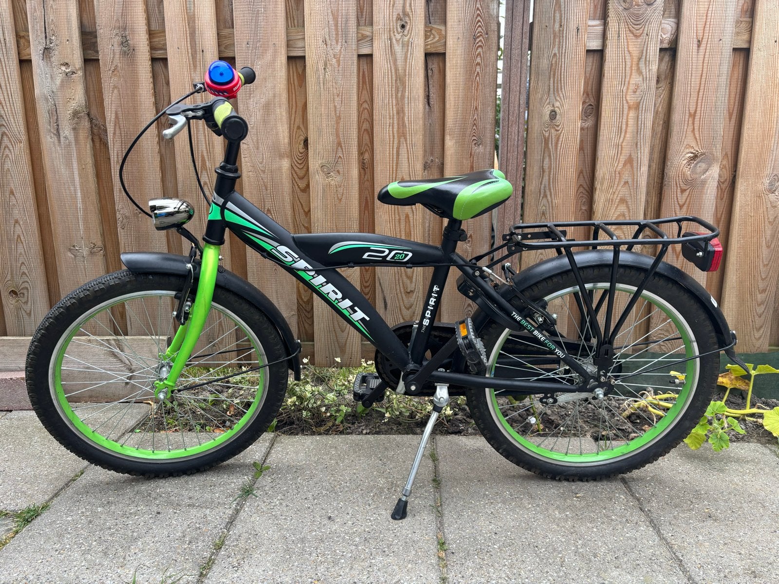 Spirit kinderfiets 20 inch - Zwart/Groen, Ophalen, Gebruikt, Velgrem, 16 tot 20 inch