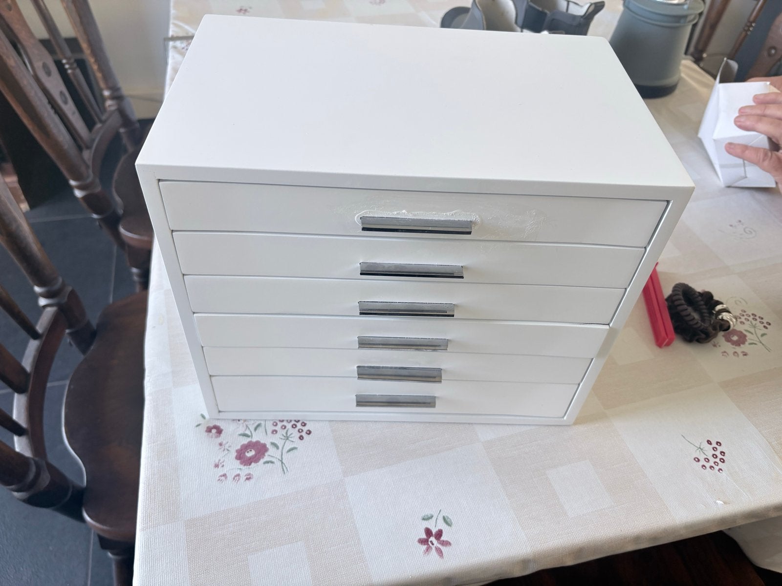Witte ladekast met 5 laden - Gebruikt, Overige materialen, Minder dan 50 cm, Gebruikt, 5 laden of meer