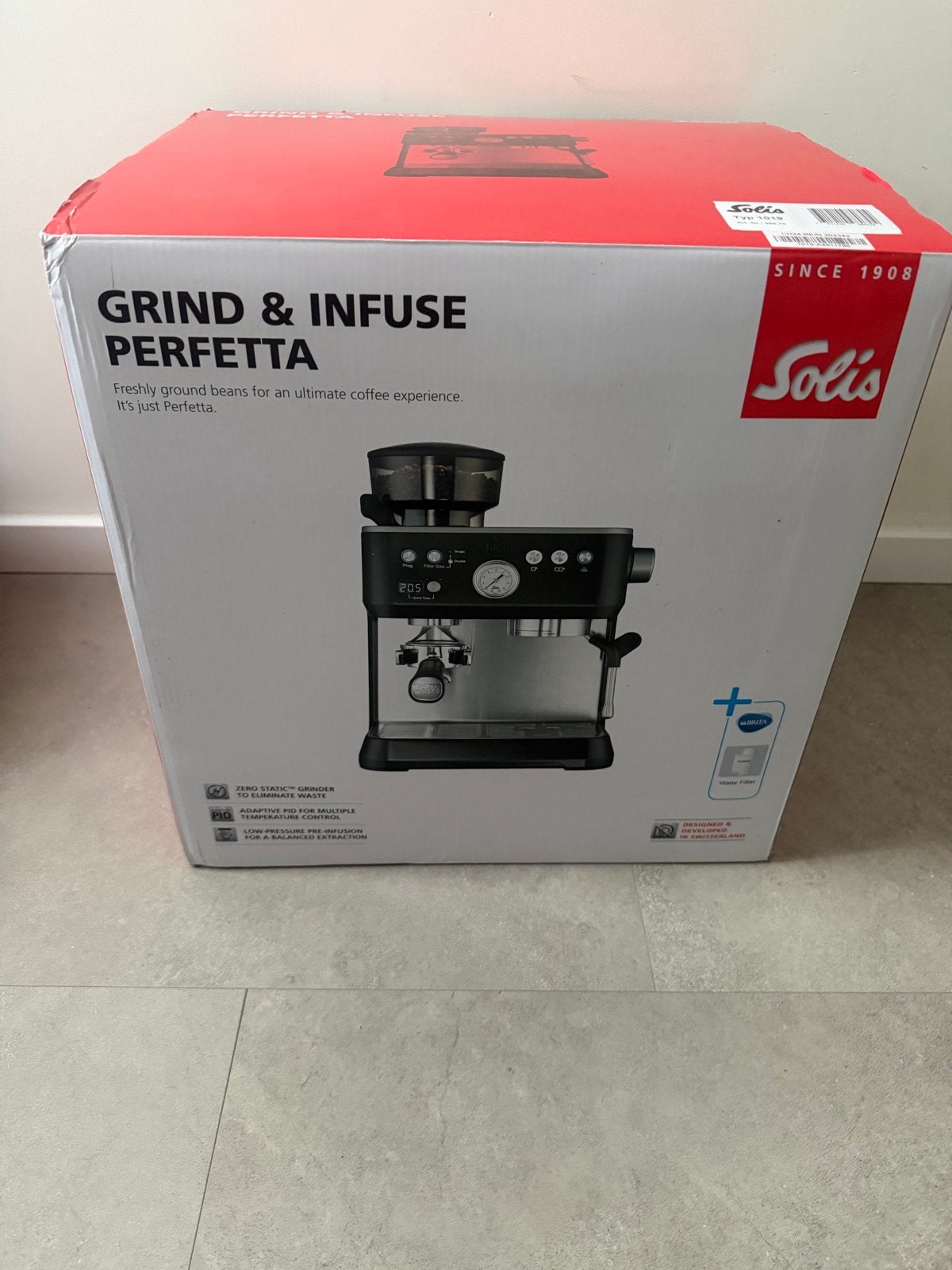 Solis Grind & Infuse Perfetta Koffiezetapparaat - Nieuw, Afneembaar waterreservoir, Espresso apparaat, Nieuw, 1 kopje