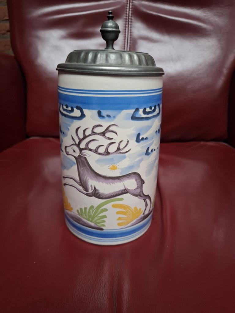 Vintage König-Pilsener Bierpul 1984 met hertmotief, Ophalen of Verzenden