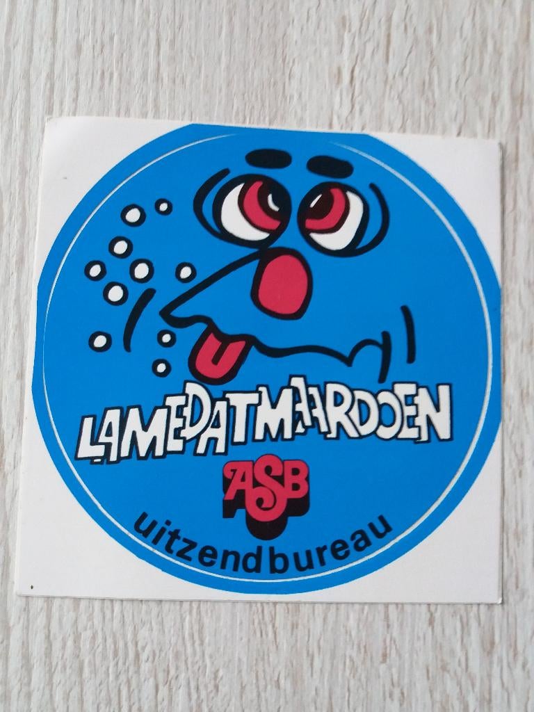 sticker LAMEDATMAARDOEN ASB uitzendbureau, Verzamelen, Stickers, Ophalen of Verzenden, Zo goed als nieuw, Bedrijf of Vereniging