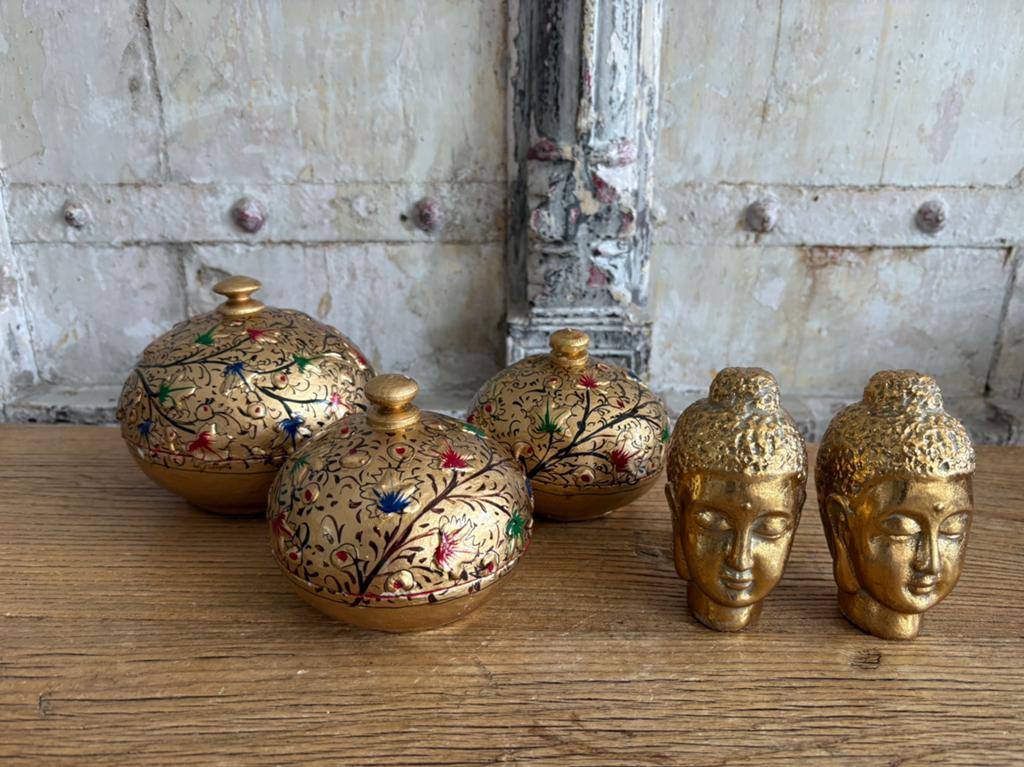 Oosterse papier maché kruidenpotjes, Antiek en Kunst, Ophalen of Verzenden