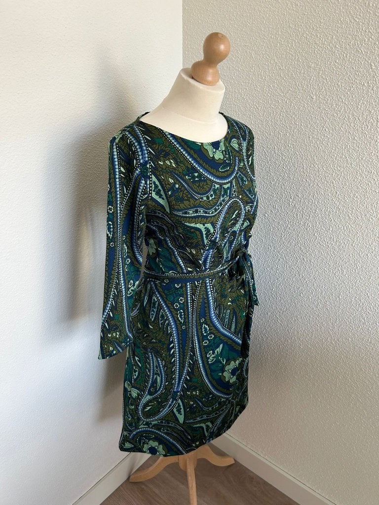 King Louie maat L groene Zoe dress 466, Maat 42/44 (L), Ophalen of Verzenden, Zo goed als nieuw, Knielengte