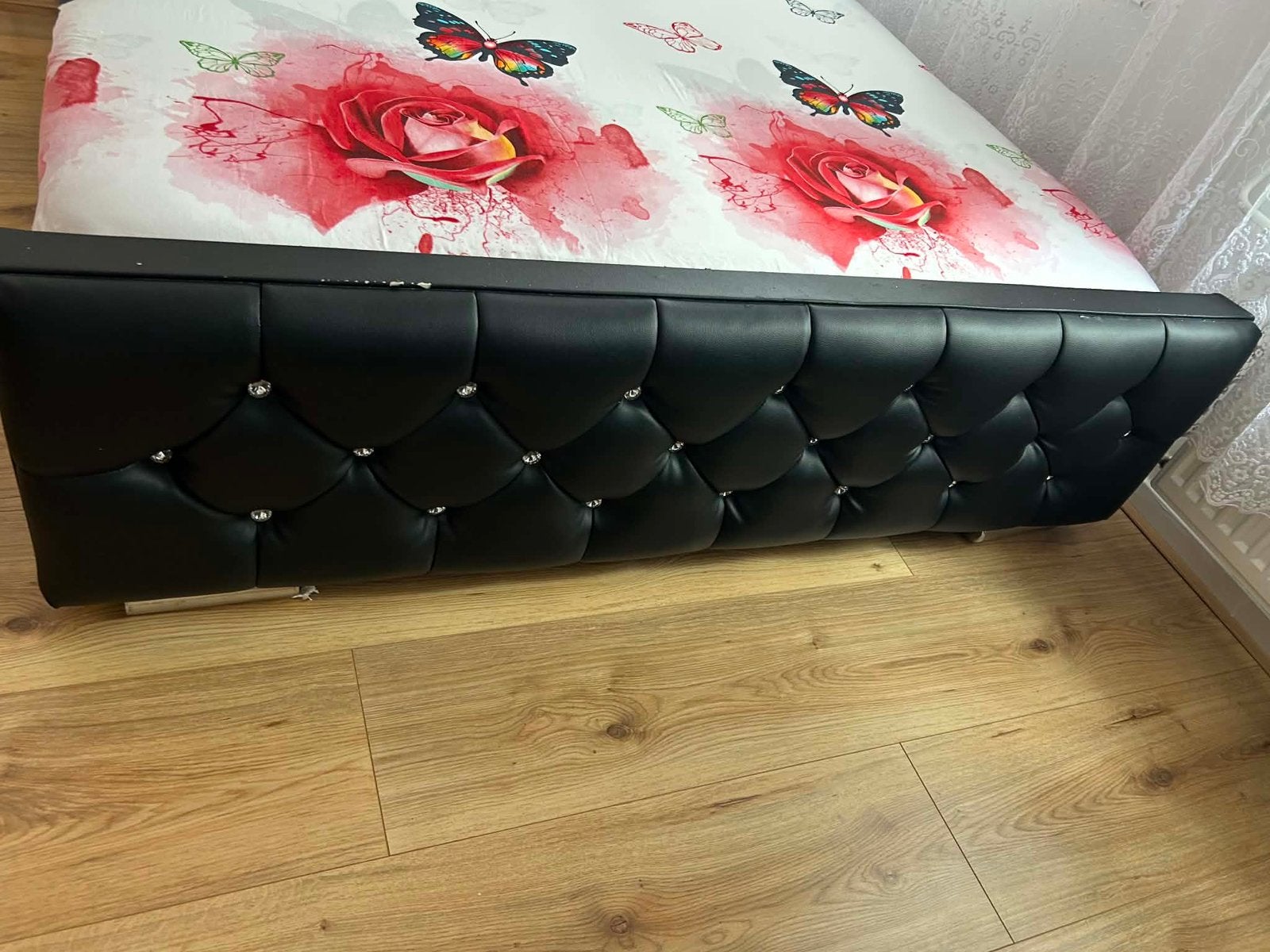 Bed 140x200, Overige materialen, Zwart, Tweepersoons, Zo goed als nieuw