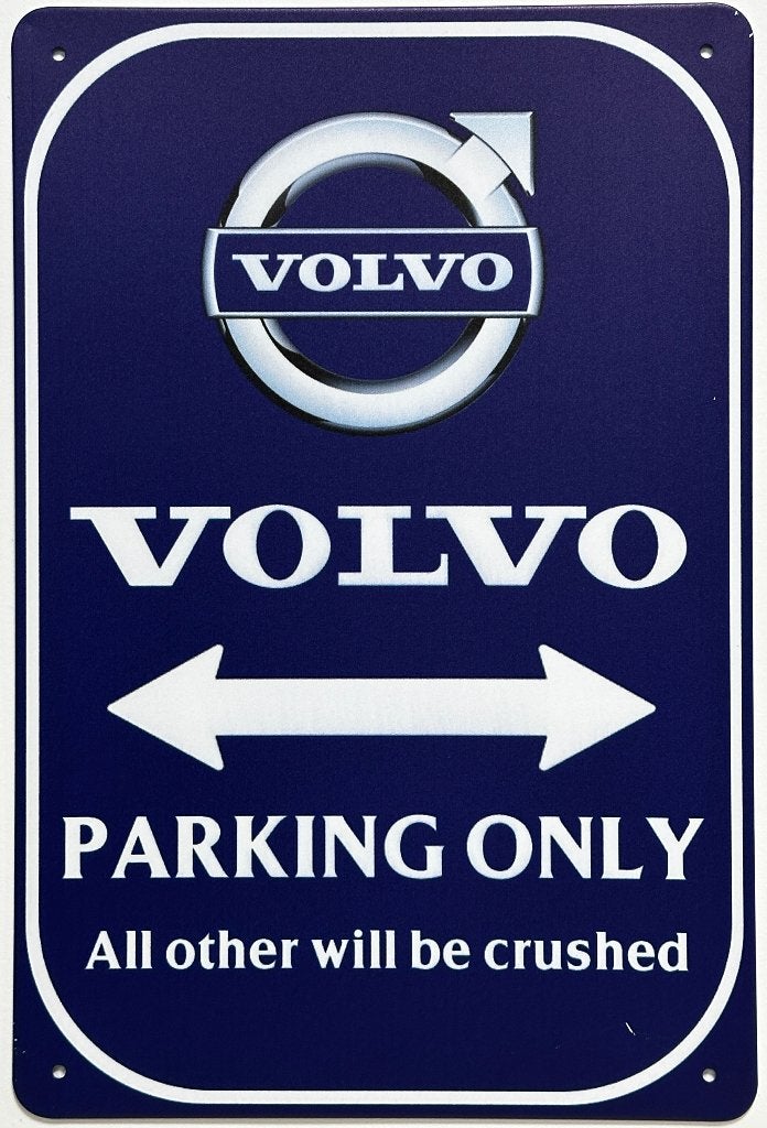 Volvo parking only blauw reclamebord van metaal wandbord, Ophalen of Verzenden, Nieuw, Auto's