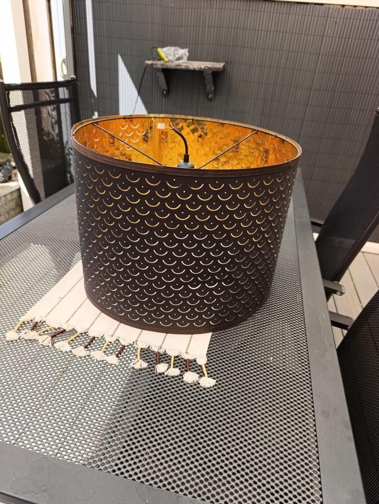 Lampenkap, zwart/messingkleur NYMÖ 44cm, Huis en Inrichting, Lampen | Lampenkappen, Ophalen of Verzenden, Zwart, Rond
