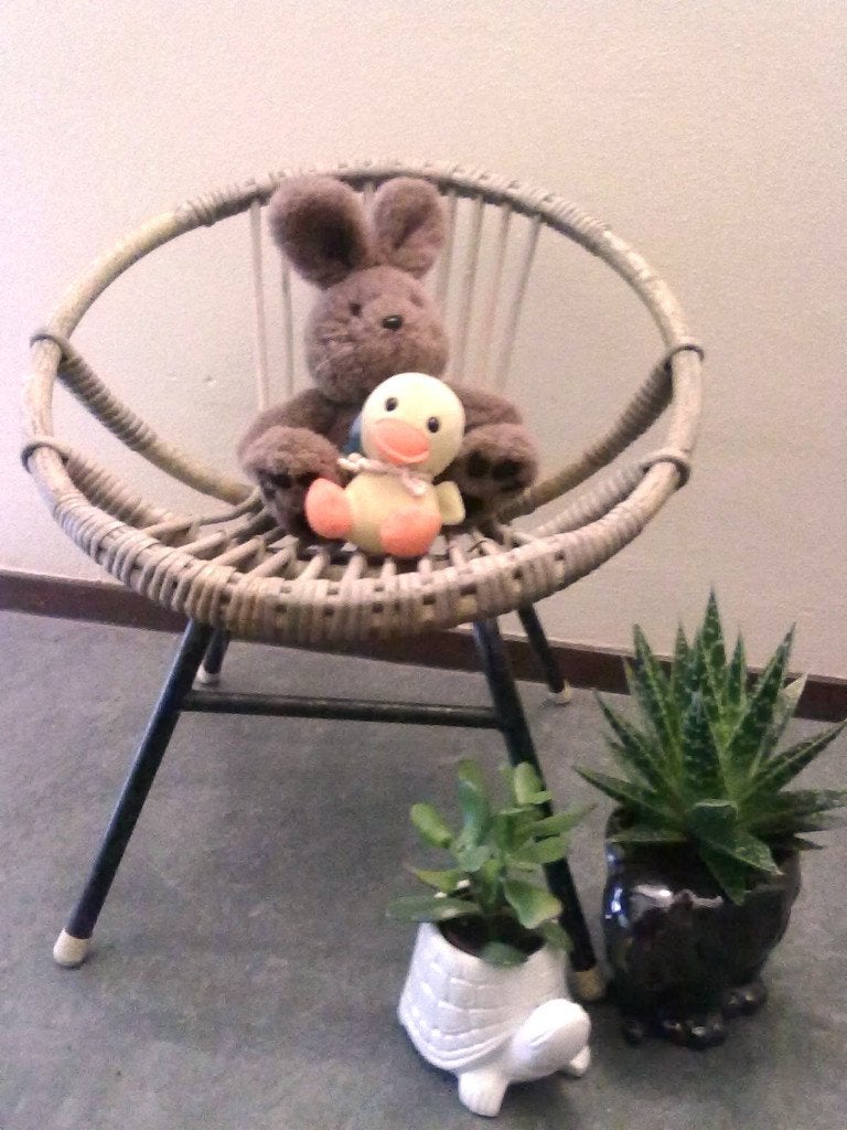 retro Vintage mid century rotan rieten kinderstoel stoel, Kinderen en Baby's, Ophalen, Gebruikt, Overige typen