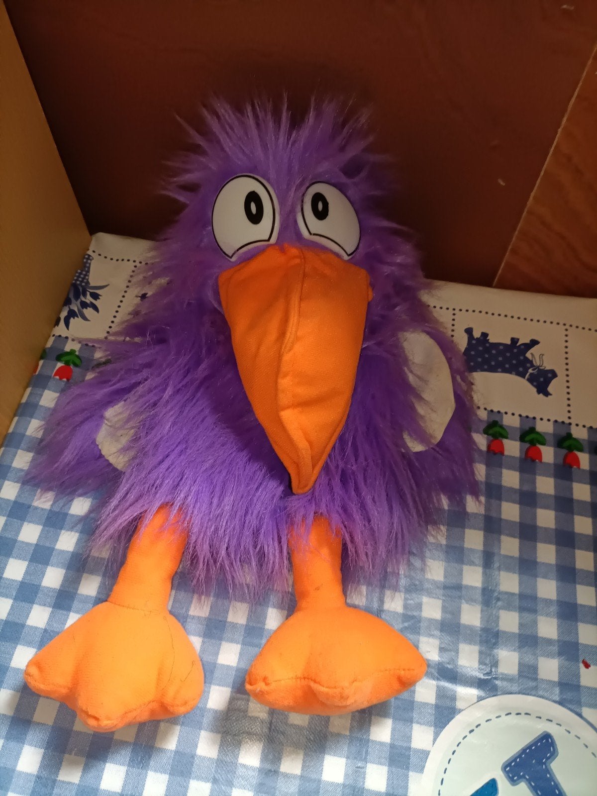 Paarse kraai handpop vogel met piepje rekenhulp school, Ophalen of Verzenden, Zo goed als nieuw, Overige typen
