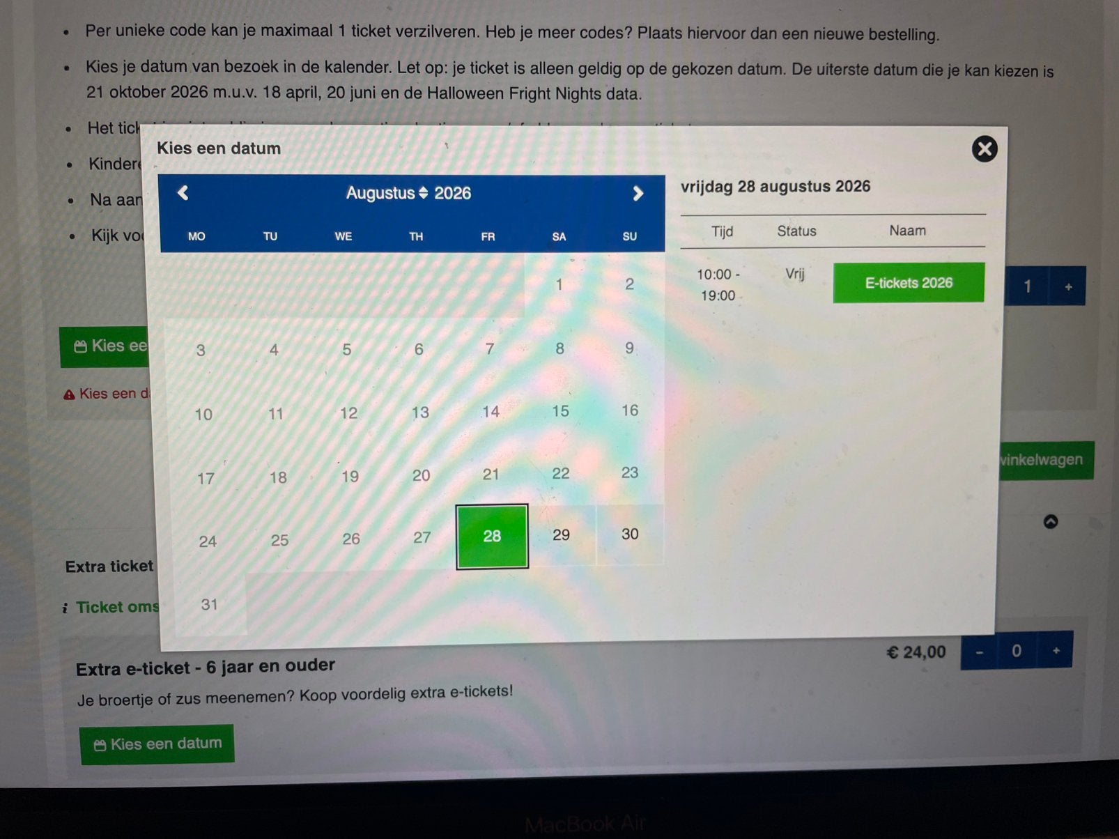 2 tickets / codes voor Walibi Holland geldig t/m 09-2026, Twee personen, Ticket of Toegangskaart