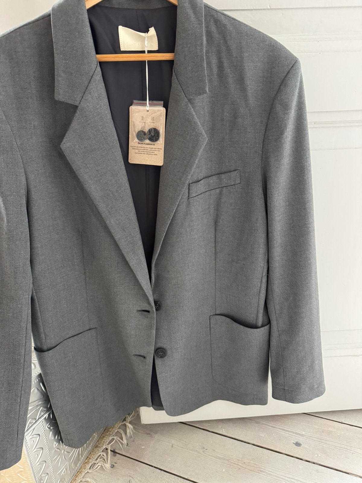 Jane Lushka ruimvallende blazer, Kleding | Heren, Kostuums en Colberts, Ophalen, Nieuw, Overige maten, Grijs