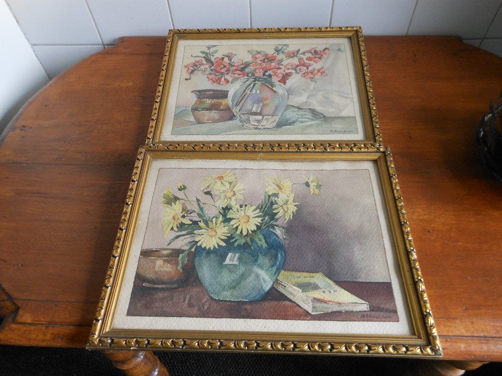 2 aqurellen bloemen, Ophalen