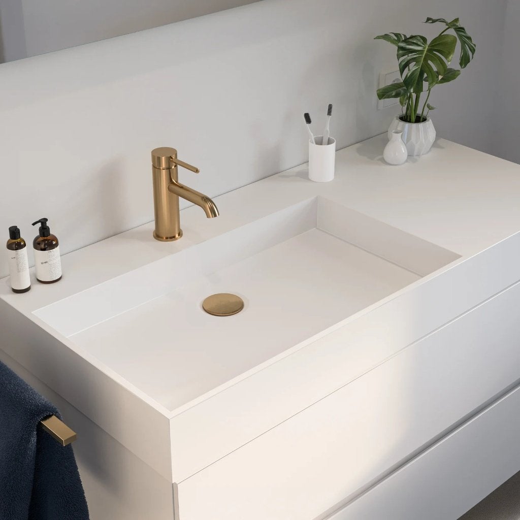 Storke Jura wastafel solid surface 100x46 cm, Nieuw, Minder dan 100 cm, Wasbak of Wastafel, 25 tot 50 cm