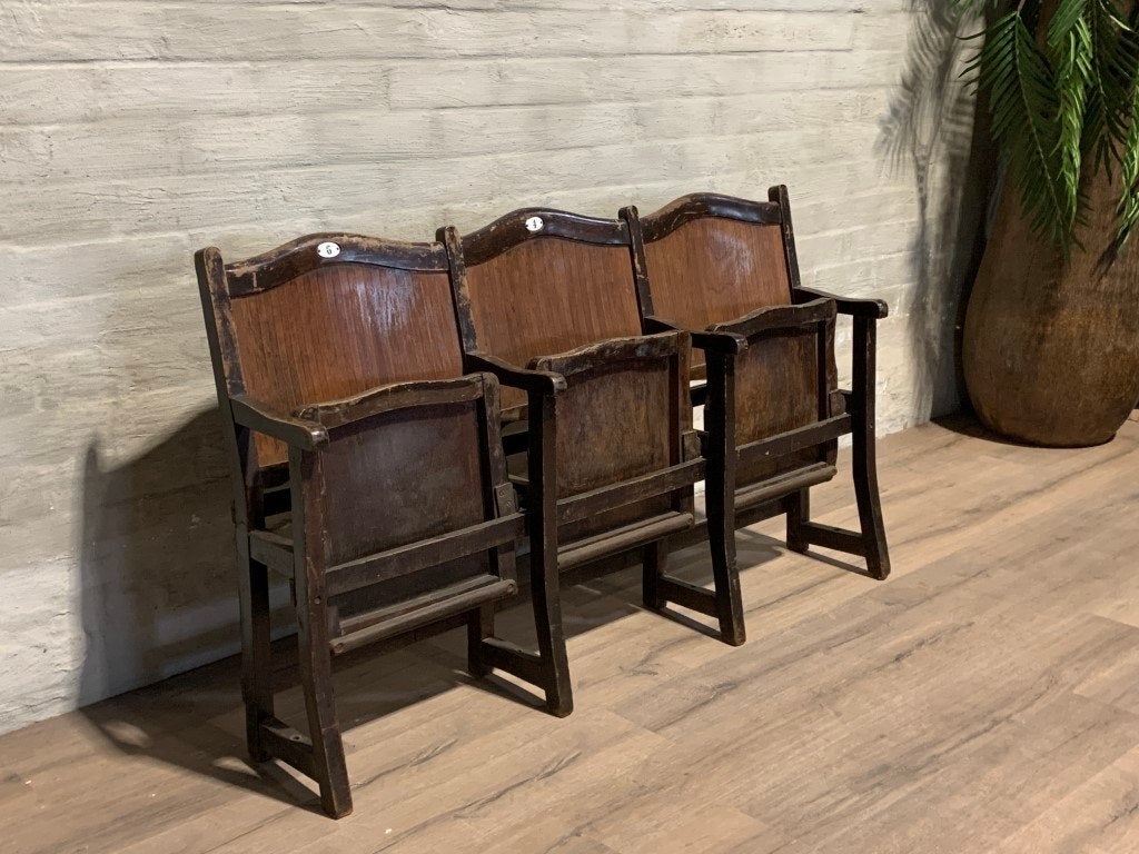 Vintage bioscoopstoelen - rij van 3, Ophalen of Verzenden