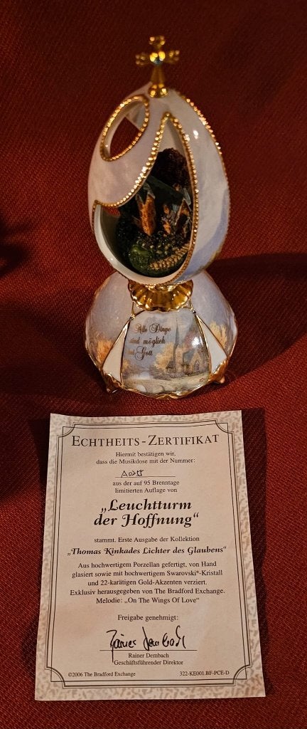 porseleinen muziekdoos met Swarovski kristal, 22krt goud, Verzenden