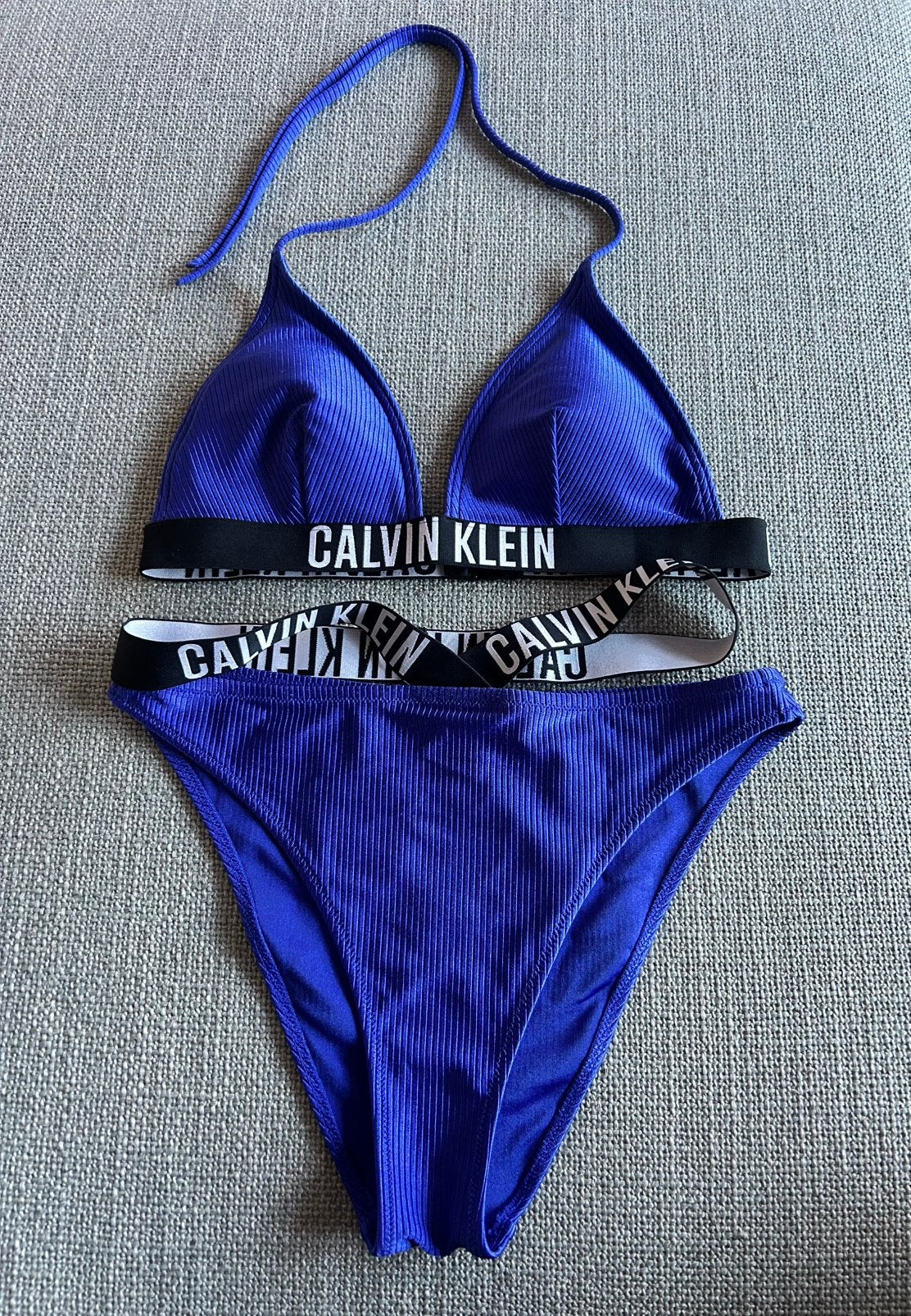 Calvin Klein triangel-bikiniset (Midnight Lagoon) maat M, Kleding | Dames, Ophalen of Verzenden, Zo goed als nieuw, Blauw, Bikini