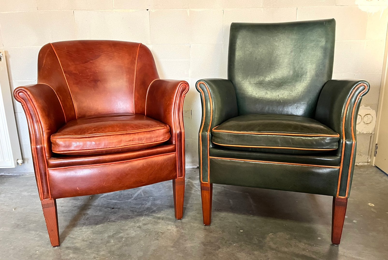 Mulleman fauteuils, Huis en Inrichting, Ophalen, Gebruikt, 50 tot 75 cm, Leer