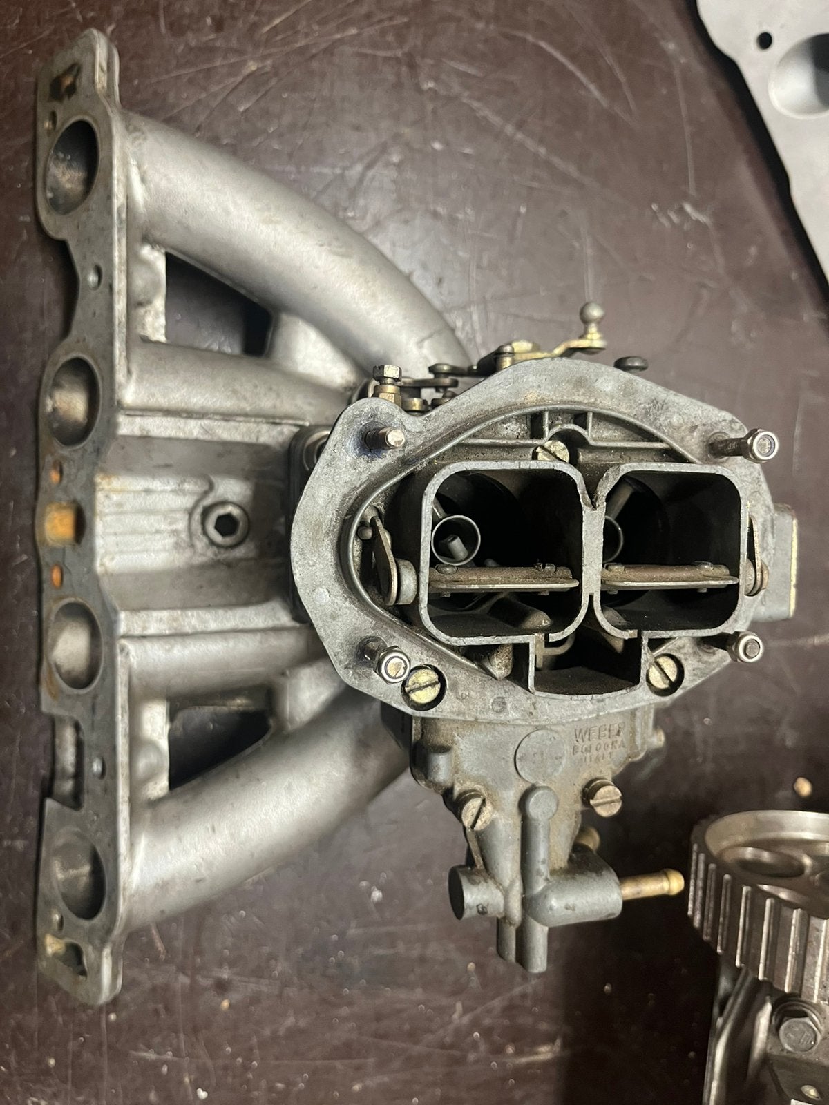 Weber 34 DMS carburateur incl spruitstuk voor Fiat 1800, Ophalen of Verzenden, Gebruikt