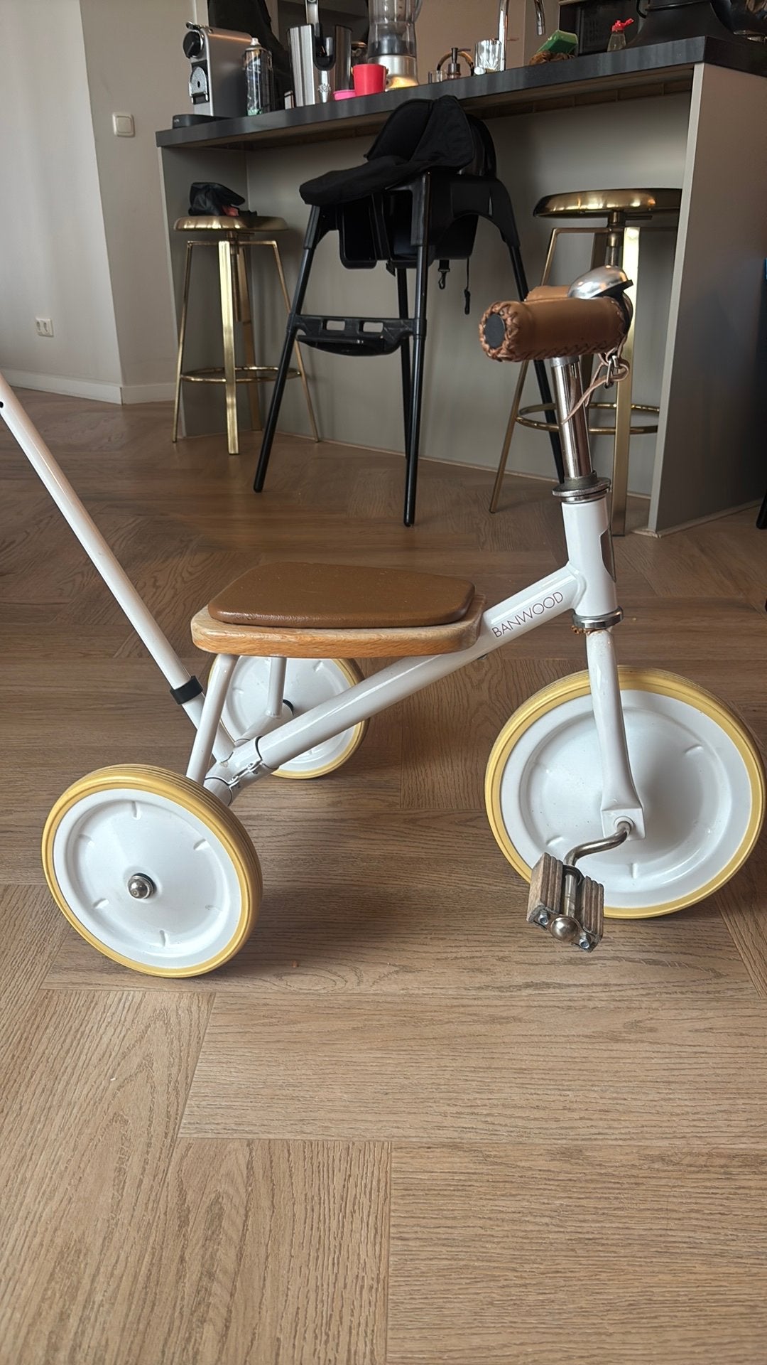 Banwood driewieler met duwstang - Zo goed als nieuw, Fietsen en Brommers, Ophalen, Zo goed als nieuw, Terugtraprem, Duwstang