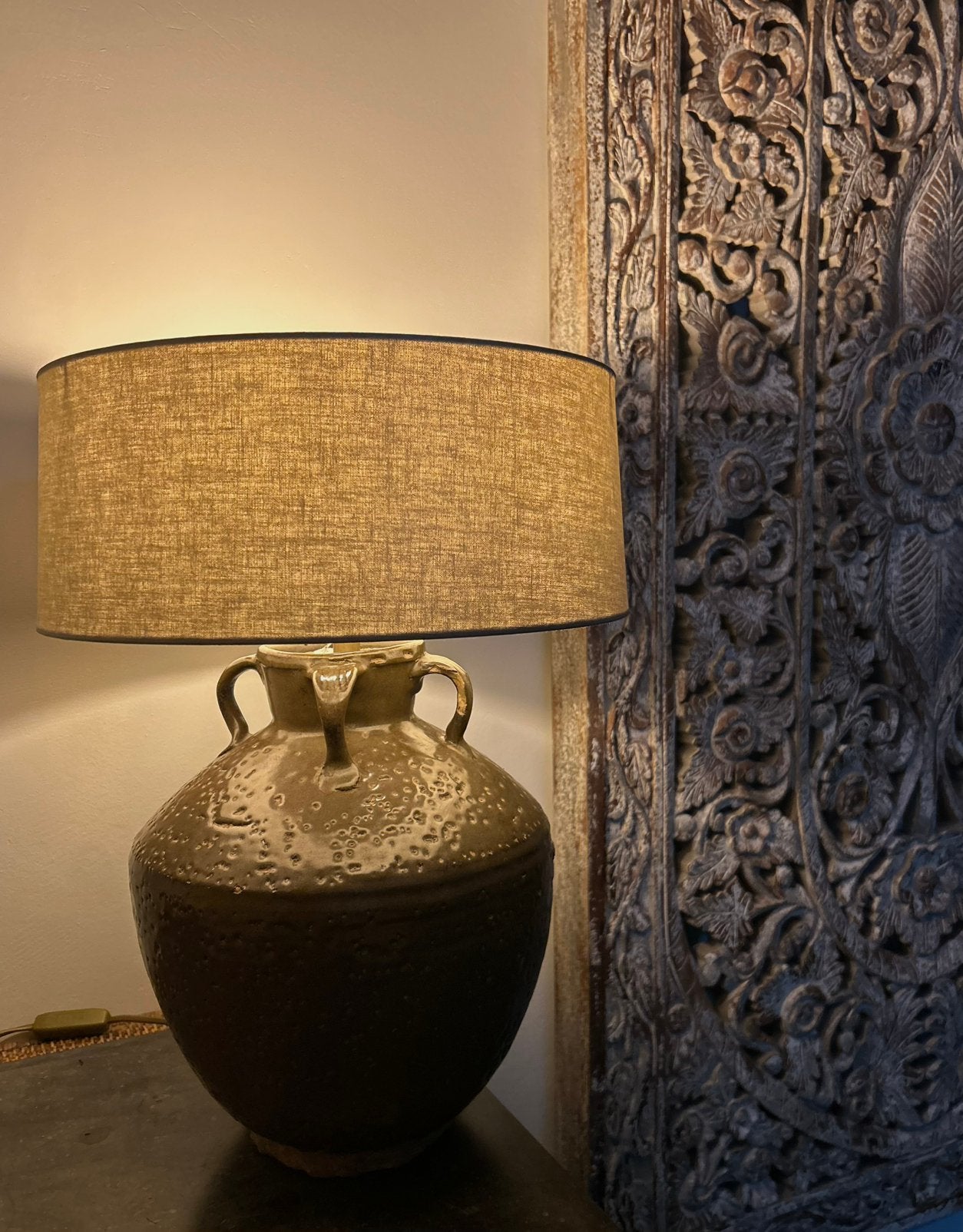 Lamp van oude chinese kruik oosters zonder kap, Huis en Inrichting, Ophalen of Verzenden