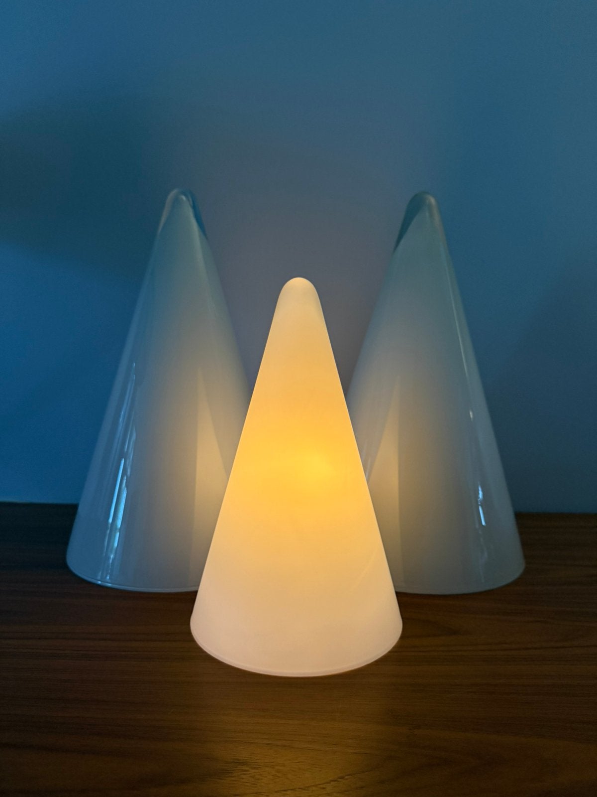 3x Tafellamp, TeePee SCE, France, glas, vintage, jr 70/80, Ophalen of Verzenden, Zo goed als nieuw, Glas, Vintage
