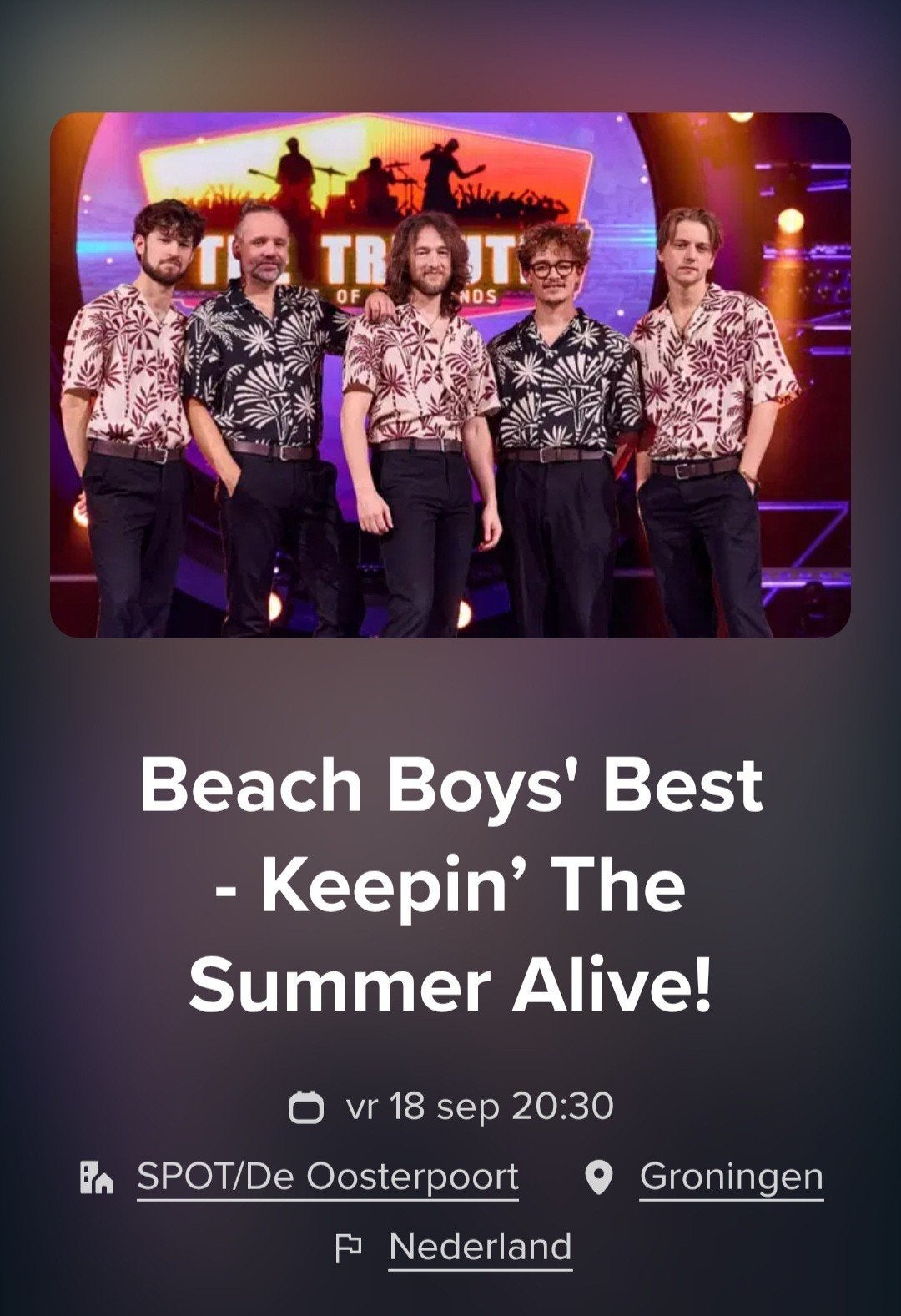 Twee kaartjes voor de Beach Boys in de Oosterpoort/Spot €100, Tickets en Kaartjes, Twee personen