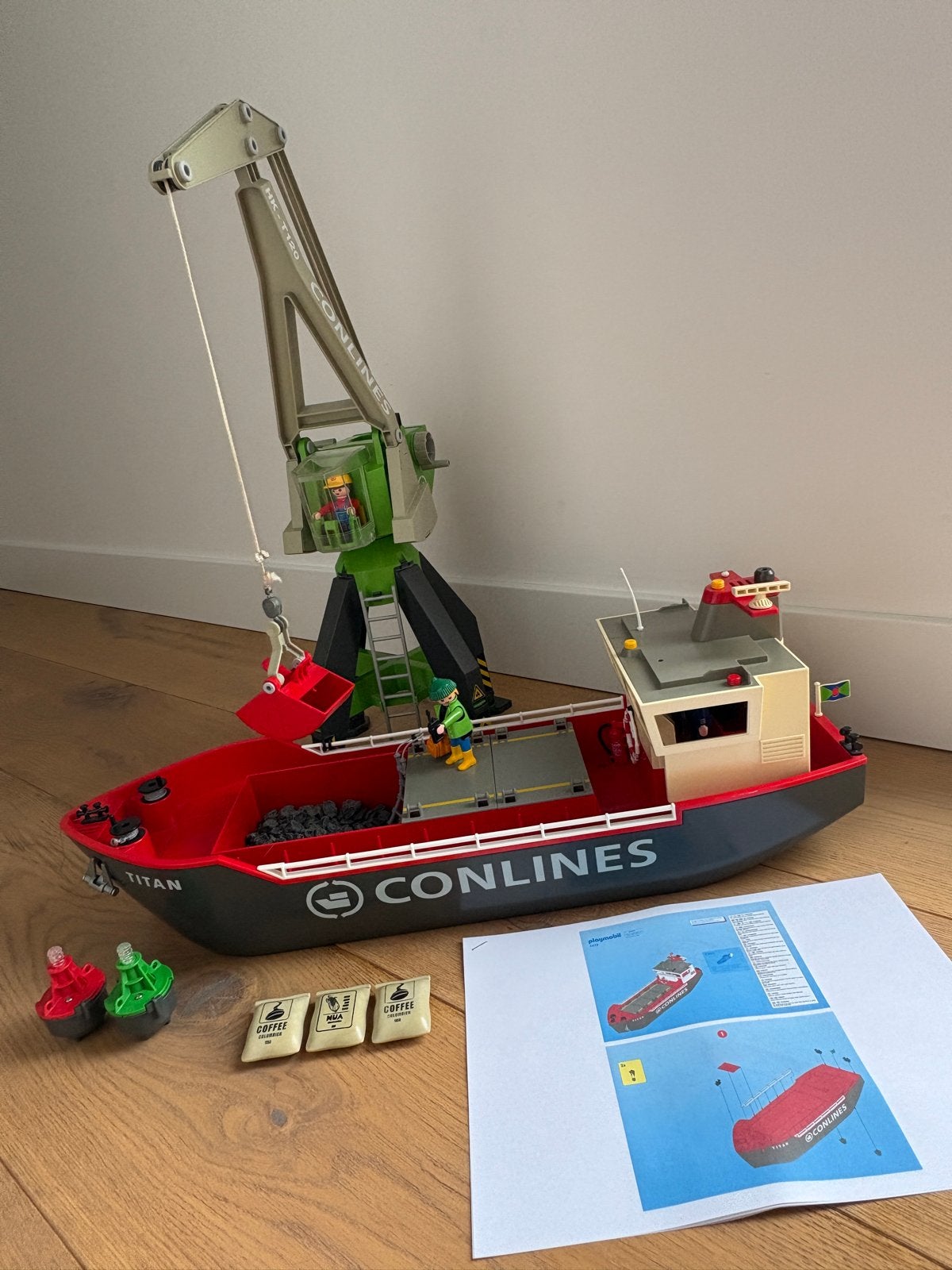Playmobil Vrachtschip met Kraan en Accessoires, Gebruikt, Complete set, Ophalen of Verzenden, City life