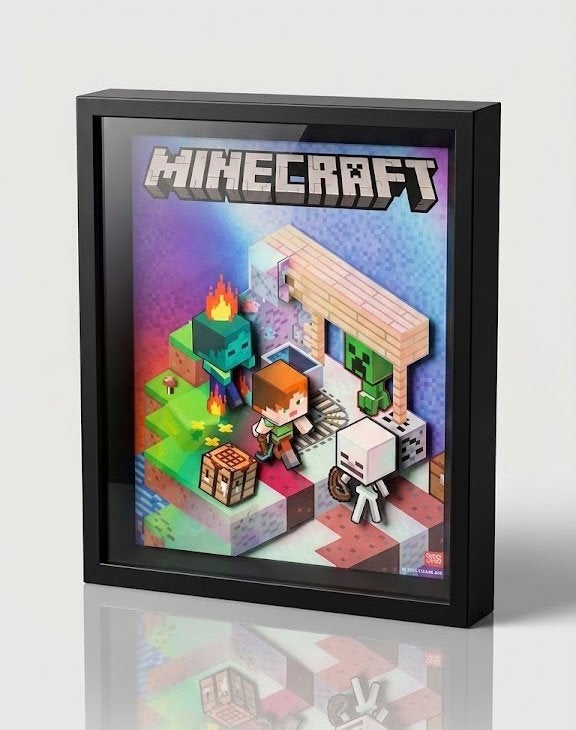 Partij Ingelijste 3D-wanddecoratie met Minecraft afbeelding, NHP International, Overige merken, Nieuw, Ophalen of Verzenden