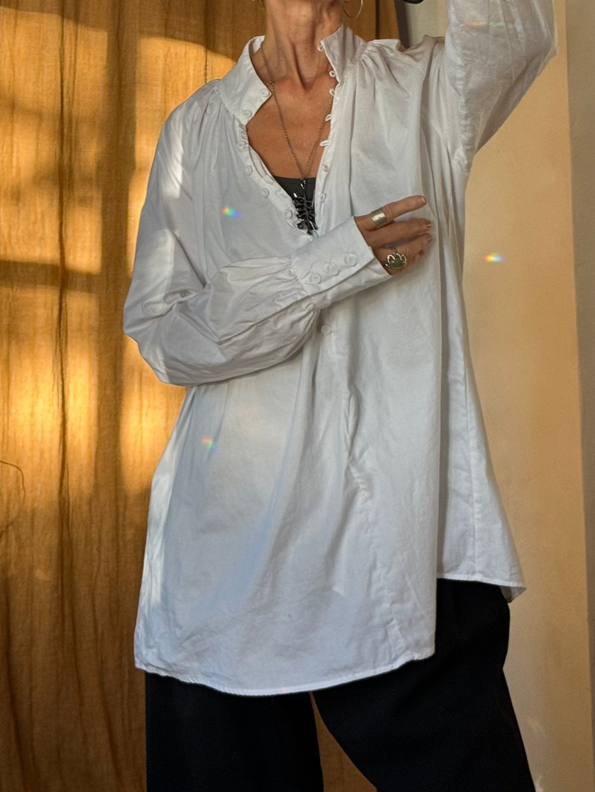 Caliban zeer mooie witte winterse  kunstenaars blouse vib 40, Ophalen of Verzenden, Nieuw, Maat 38/40 (M), Wit