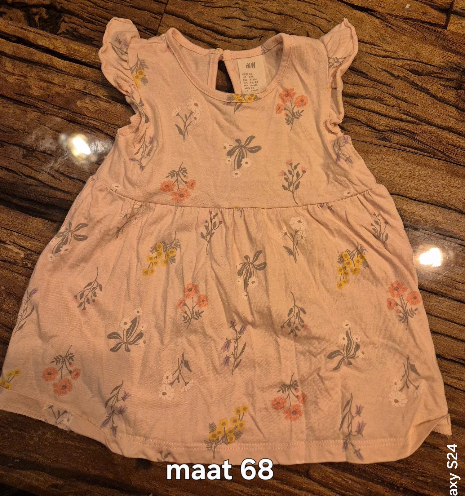 H&M Roze Jurkje met Bloemenprint - Maat 68, Kinderen en Baby's, Babykleding | Maat 68, Gebruikt, Meisje, Jurkje of Rokje, H&M