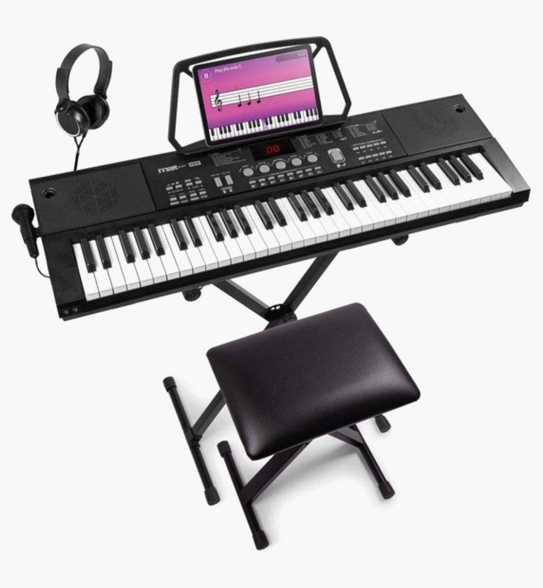 Max KB15 kinder keyboardset met koptelefoon en standaard, Ophalen, Nieuw, 61 toetsen, Met standaard