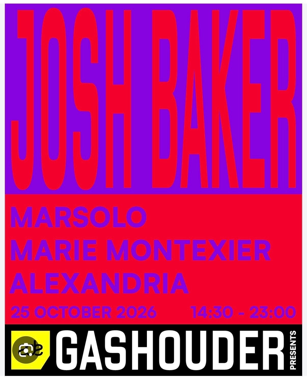 2x tickets Josh Baker ADE 25 oktober
