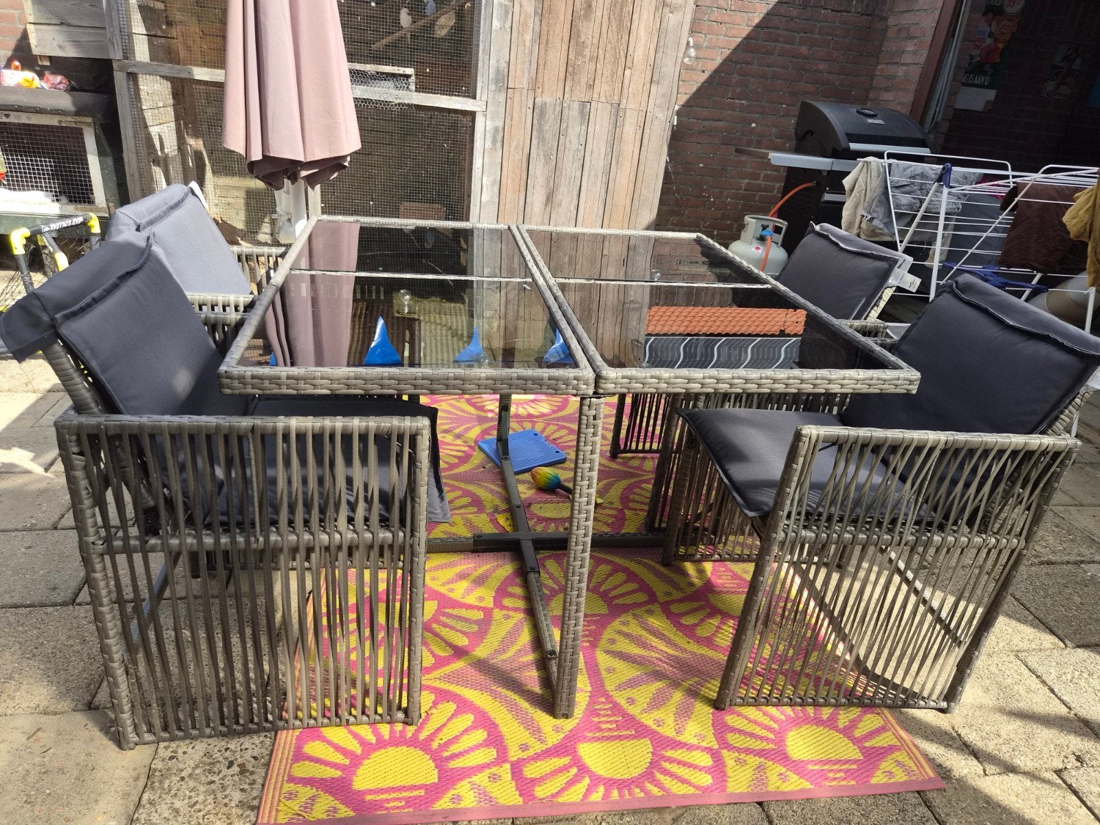 tuinset, 4 zitplaatsen, Ophalen of Verzenden, Zo goed als nieuw, Wicker