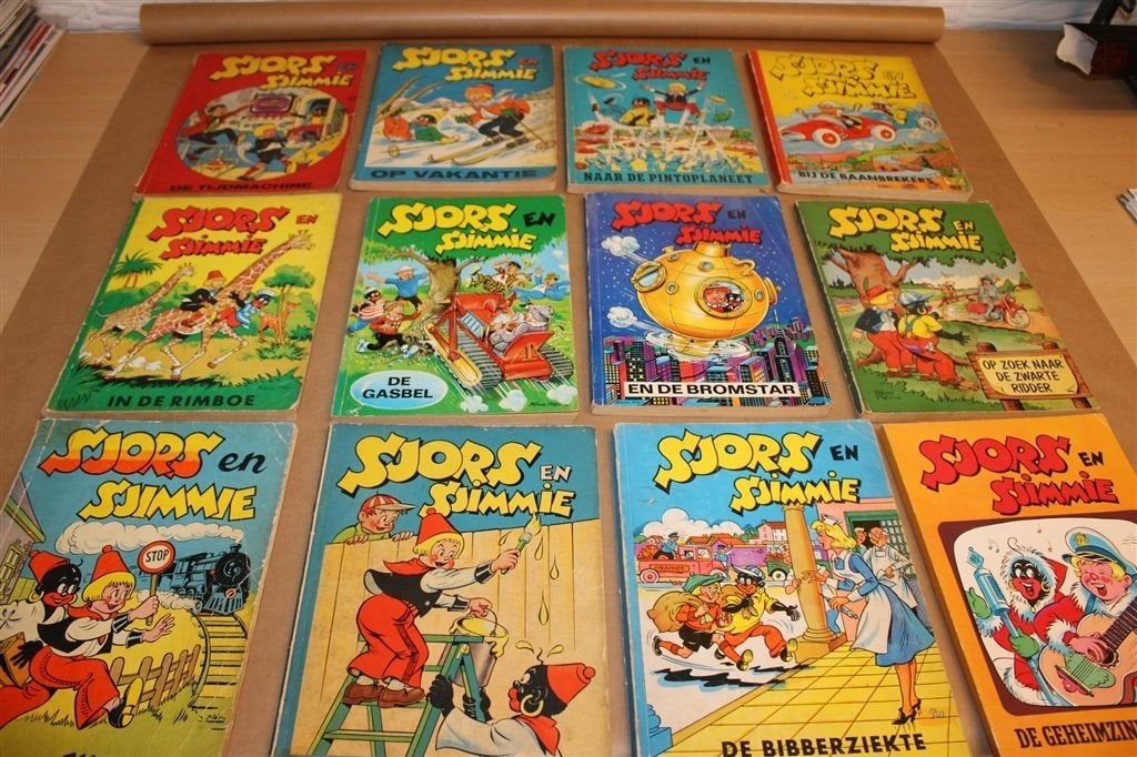 Sjors en Sjimmie — 12 Oude Spaarnestad Strips Frans Piet, Eén stripboek, Ophalen of Verzenden, Gelezen