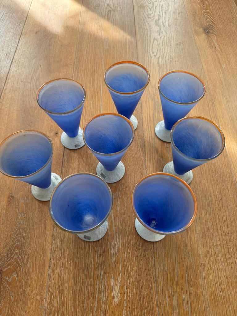 Handwerk glasblazer IJScupjes/IJSCUP - 8 stuks - 14 cm hoog, Huis en Inrichting, Keuken | Servies, Ophalen, Nieuw, Glas, Kom(men)