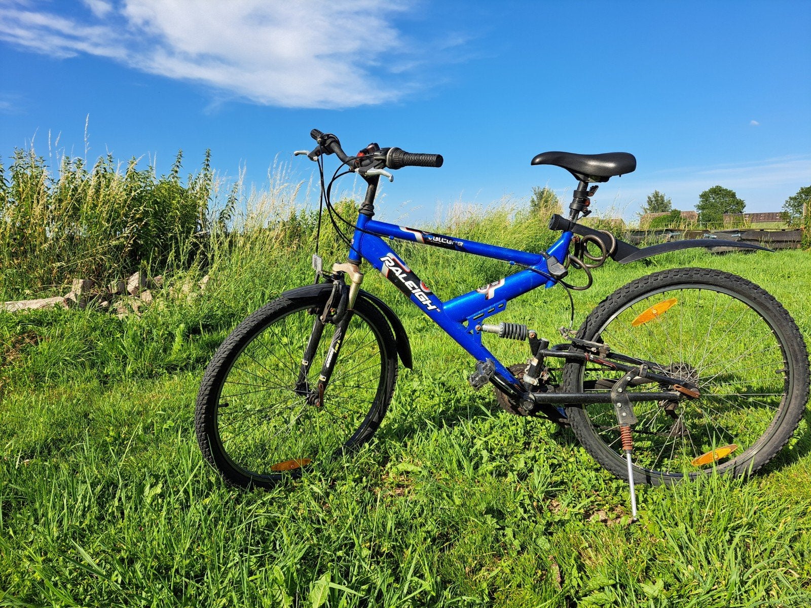 Raleigh Vulture Mountainbike - Blauw/Geel, Fietsen en Brommers, Fietsen | Mountainbikes en ATB, Fully, Ophalen, Gebruikt, Overige merken