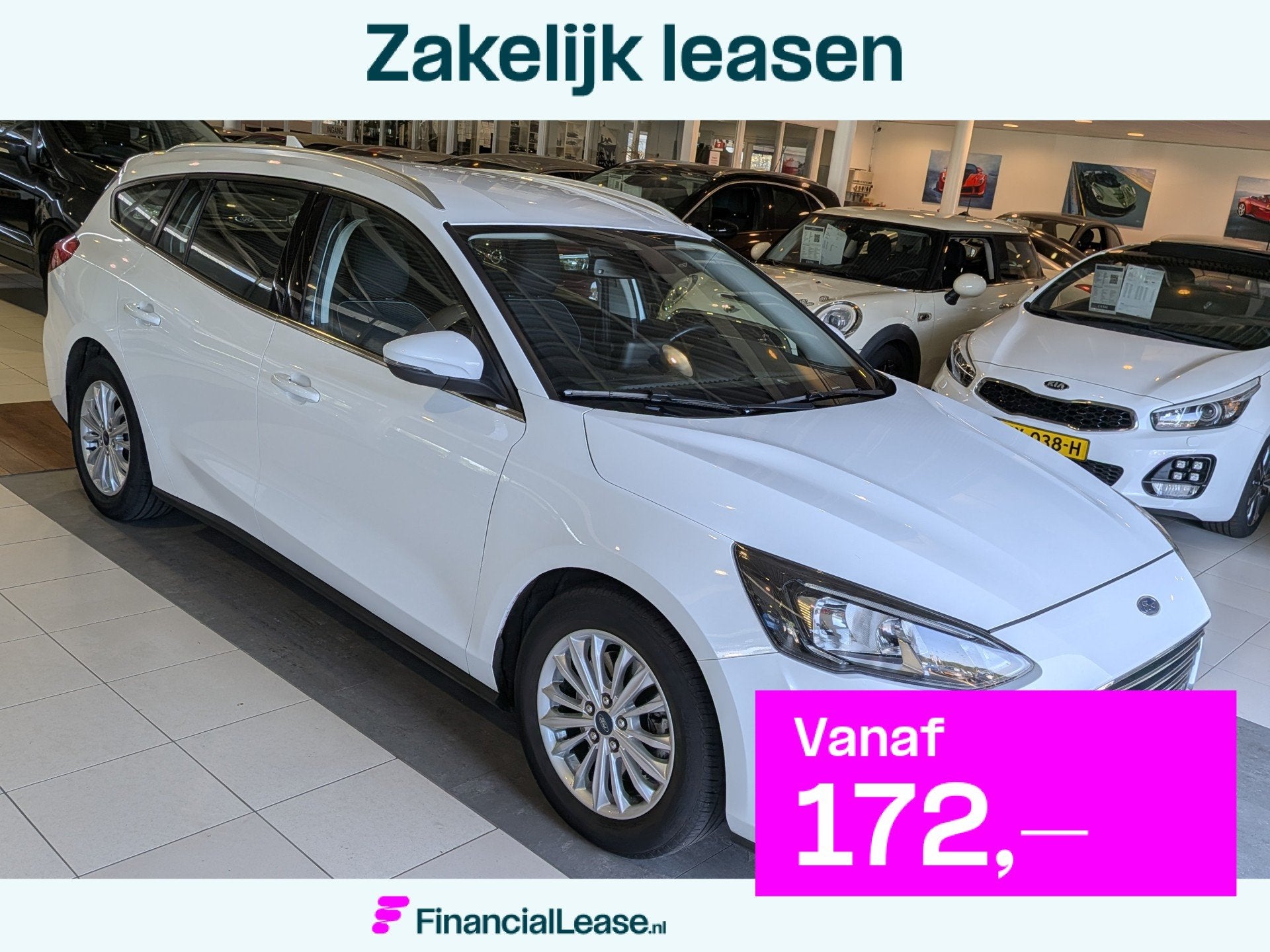 Ford Focus Wagon 1.0 EcoBoost Titanium Business Automaat App, Stof, Gebruikt, Wit, Grijs