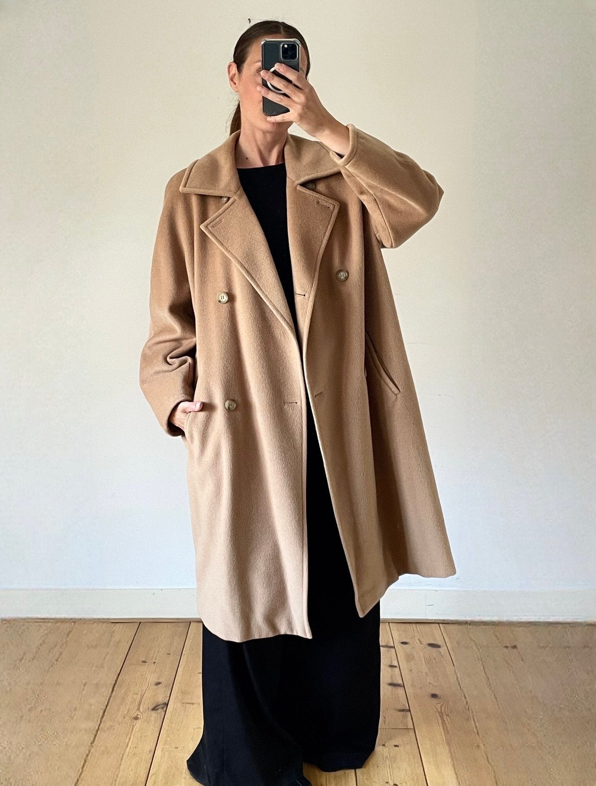 Max Mara vintage oversized Camel coat maat 40, Kleding | Dames, Verzenden, Zo goed als nieuw, Maat 38/40 (M), Bruin