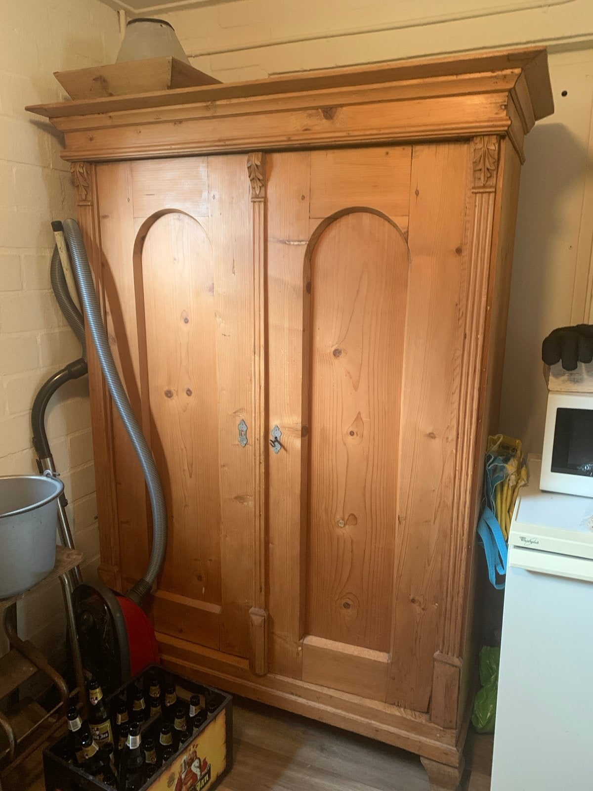 Oud grenen kledingkast - Hxbxd 182x134x58 cm, Huis en Inrichting, Kasten | Kledingkasten, Ophalen, Gebruikt, 100 tot 150 cm, 50 tot 75 cm