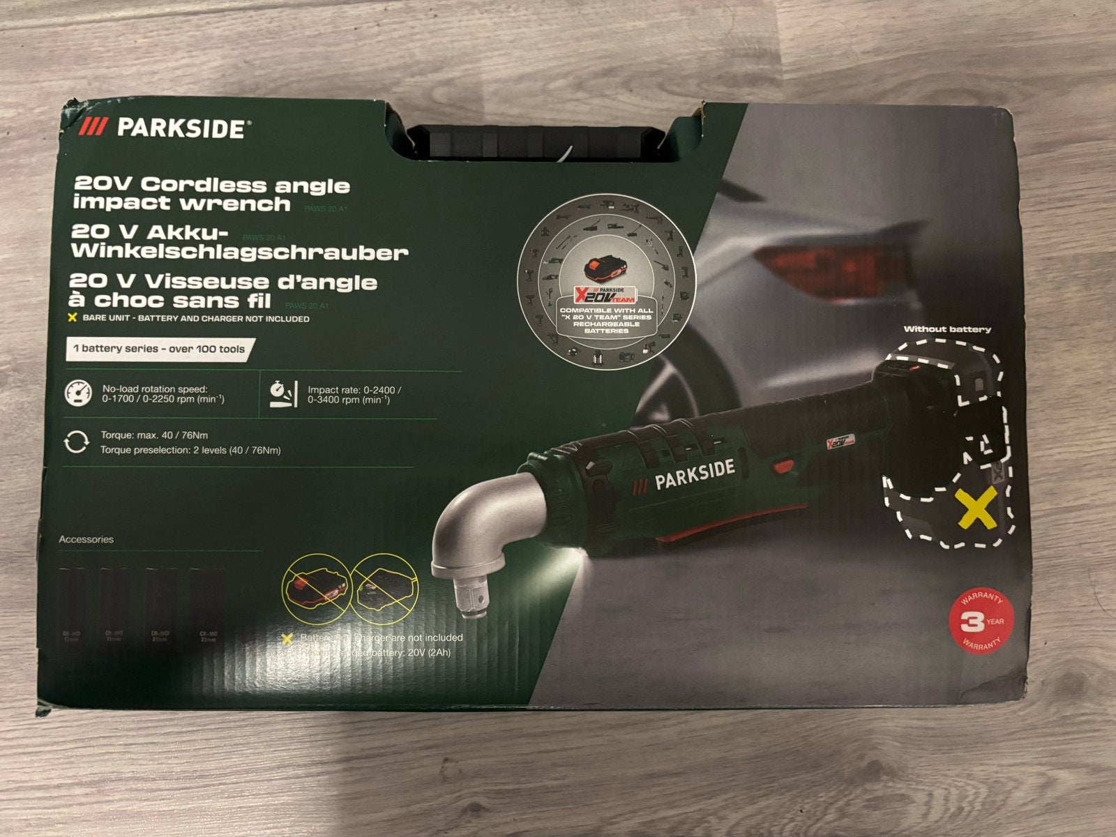 Parkside Accu-Winkelslagmoersleutel, Ophalen, Nieuw, Boor- en Schroefmachine