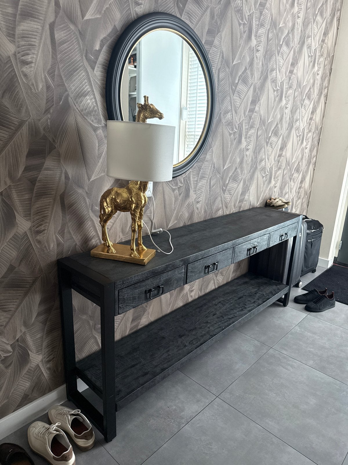 Sidetable met spiegel en lamp - Alles is te zien, Ophalen, Hout, Modern, Gebruikt